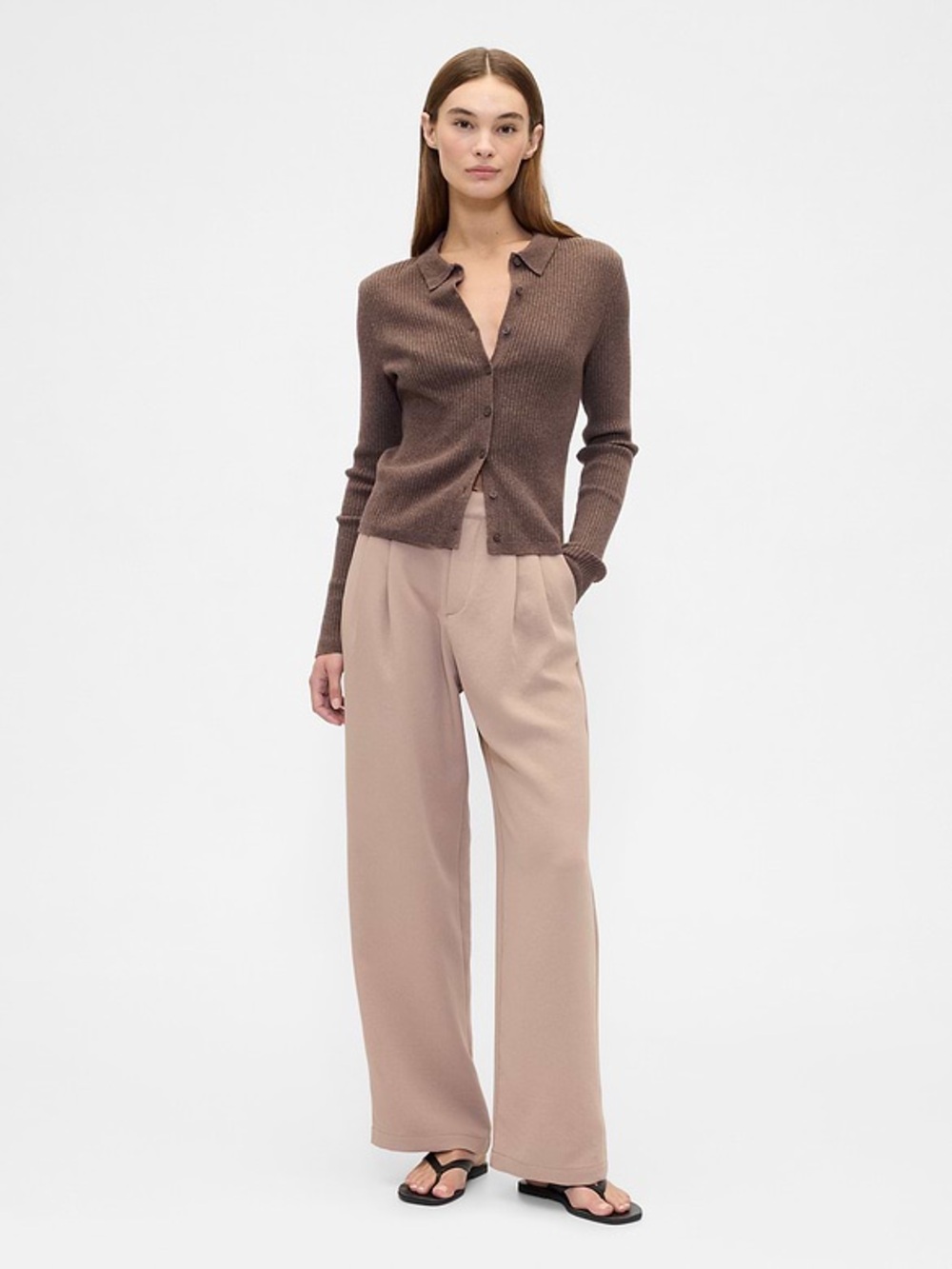GAP Wide-Leg High-Rise Pants in Light Taupe